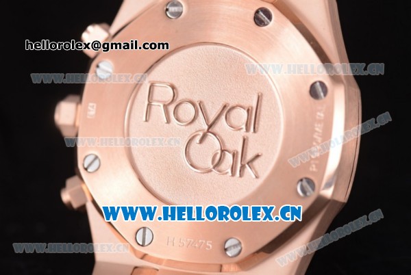 Audemars Piguet Royal Oak Seiko VK64 Quartz Rose Gold Case/Bracelet Blue Dial and Stick Markers (EF) - Click Image to Close